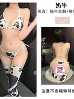 Cow Print Sexy Cosplay Costume Maid Swimsuit Anime Bikini For Beach Vacation Holiday Pool Party Charming Backless Deep V 7AXO