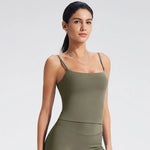 NCLAGEN GYM Tank Top With Built In Bra women's Yoga clothingrunning Square Neck fitness vest beautiful back sports Workout