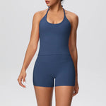 New 2Pcs Yoga Sets Naked Feel Women Workout Fitness Gym Clothes High Waist Yoga Shorts And Sports Bra Impact Shorts Workout Sets