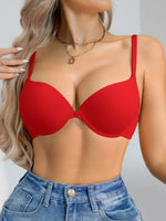 1Pcs Daily Basic Women's Bra Solid Front-Clasp Lining Push-Up Bra Comfortable Underwire T-Shirt Bra for Women