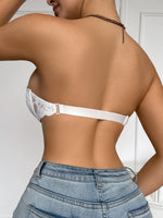 2Pcs Strapless Women's Bra Floral Lace Underwear Anti-Slip Push up Bra Comfortable Backless Underwire Lingerie