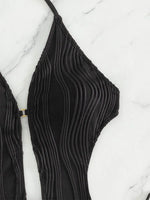 One Piece Swimsuit for Women 2024 Lace Patchwork Green Hollow Out Thong Swimwear Beach Bathing Suit Tie Side Backless Monokini