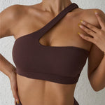 DIAS FIT JOY One-Shoulder Sexy Sports Bra Yoga Fitness Training Outwear with Detachable Beauty Back Design for Women