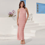 Women Ruched Cocktail Dress Elegant Party Bodycon Dresses Female Long Dress Summer Sleeveless Backless Solid Dress Vestidos