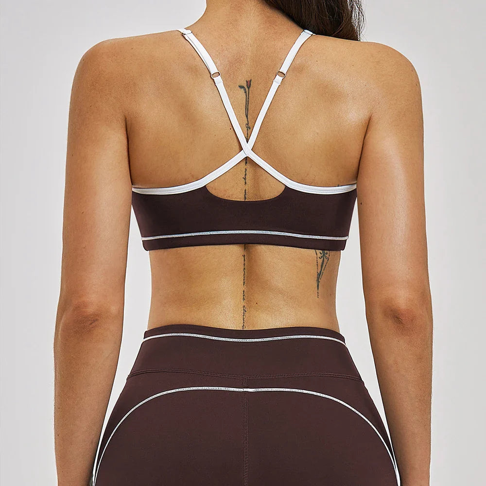Yoga Bra U-Shaped Adjustable Shoulder Strap Cross Back Women Fitness Sports Bra Top Gym Yoga Athletic Tight Workout Jog Soft Pad