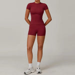 New Yoga Set Two Piece Women Short Sleeve Top with High Waist Leggings Seamless Workout Clothes Patchwork Sport Fitness Gym Sets