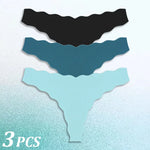 3PCS Women Seamless Panties Wavy Design Ultra-thin Panties Women Ice Silk Underwear Sexy Panty Low Waist G-string Female Solid