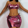 Shiny Pink Micro Thong 3 Piece Bikini Set Damen Women 2026 Sexy Swimsuit with Skirt Cover Up Bandeau Swimwear Beachwear Bikinis test