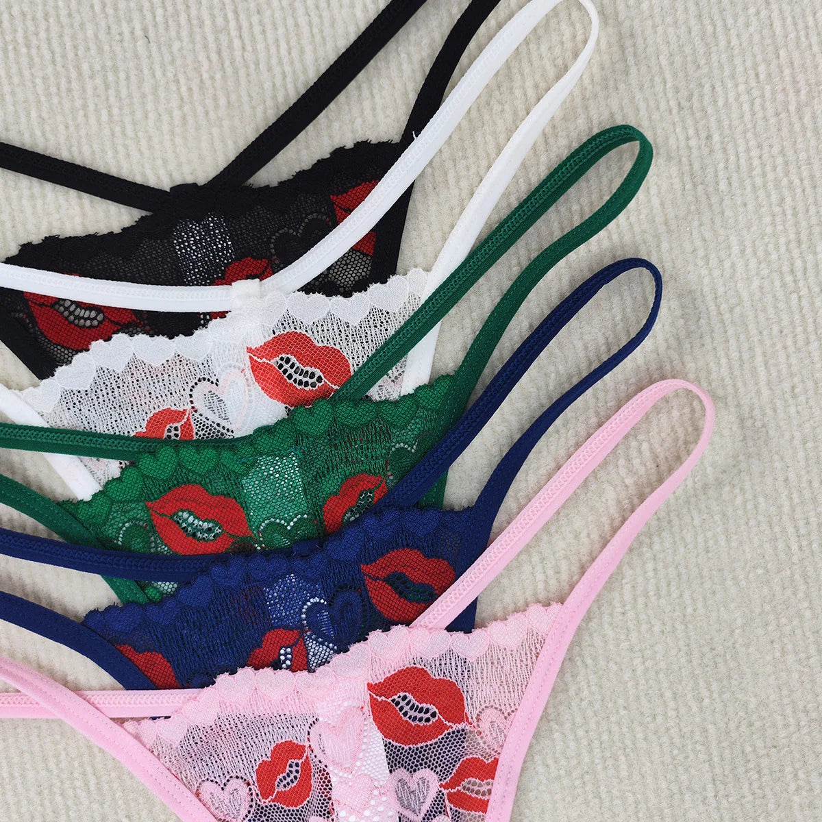 5pcs/pack Low Rise Lip Print Sexy Women G-string Sexy Lingerie Breathable Comfortable Lady Thongs 2025 Erotic Female Underwear