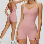Women's Short Tracksuit Yoga Set One-Piece Jumpsuit Workout Fitness Suit Sportswear Gym Workout Clothes Fitness Stretch Bodysuit