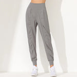 Hearuisavy Yoga Pants Loose Slim Quick-Dry Yoga Pants Pleated Hem Bound Running Fitness Capris Pockets Jogging Pants Woman