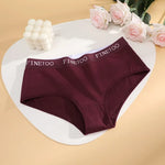 FINETOO 4Pcs Women'sCotton Panties Sexy Breathable Low WaistBriefs Letter Straps Underwear Soft Stretch Comfortable Lingerie