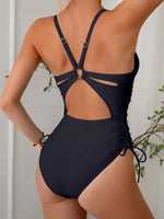 2026 Black One Piece Swimsuit Women Tie Side High Cut Bathing Suits Tummy Control Swim Suit Ruched Monokinis Swimwear