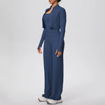 Yoga Set 3PCS Women Workout Sets Sportswear Gym Clothing Fitness zipper Long Sleeve High Waist Leggings Sports Suits Yoga Suit