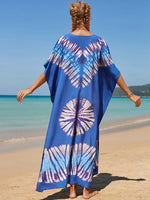 2025 Loose Boho Style Maxi Dress Print Face Swim Suit Cover-up Bohemian Dress Robe Plage Kaftan Maxi Dress Beach Wear Tunics