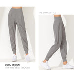 Hearuisavy Yoga Pants Loose Slim Quick-Dry Yoga Pants Pleated Hem Bound Running Fitness Capris Pockets Jogging Pants Woman