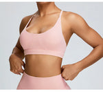 Solid Color Cross Back Women Fitness Underwear Sports Bra Running Top Gym Yoga Athletic Tight Workout Jog Soft With Backless Bra
