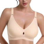Women's Jelly Bra No Steel Ring Seamless Gathered Support 3 Pack Nylon Fabric Adjustable Shoulder Strap Invisible Cup Type