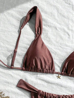 Sexy Starfish Ornament Bikini Set 2026 Women Sky Blue Pleate Push Up Bra Pleate Thong Swimwear Beach Bathing Suit Micro Swimsuit