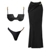 3Pcs Push Up Bikini 2026 New Swimsuit Women Sexy Swimwear Female Bandeau Biquini Solid Black Bathingsuit Swimming Suit Beachwear test