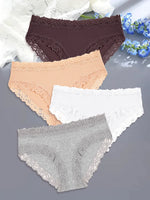 4Pcs Sexy Cotton Lace Panty Women Low Waist Panties Underwear S-XL Solid Color Ladies Briefs Lingere Underware Comfortable Women