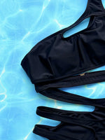 Sexy Hollow Out Bikini Set 2026 Women Black One Shoulder Bandage One Piece Swimsuit Summer Bathing Suit High Waist Swimwear