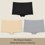 3Pcs Women's Seamless Panties Sports Boxer Underwear Female Solid Color Comfortable Briefs Cozy Lingerie Intimate Underpant S-XL