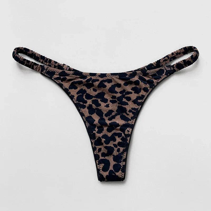 Women Panties Sexy G String Thong Ice Silk Seamless Underwear Leopard T Back Girls Briefs Leopard Underpants Plus Size S-XL