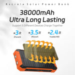 Long-lasting Solar Power Bank, Portable Solar External Battery Pack Built-in Cables, Portable Wireless Charger with Solar Panel