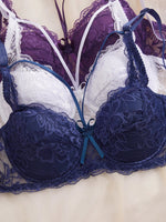 3PCS Lace Women's Underwear Set Sexy Mesh Lace Push-Up Bra Stylish Comfy Underwire Lingerie Bra for Women