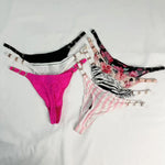 Low Rise Sexy Thong Women Underwear Briefs Seamless Panties Zebra Flower Luxury Metal Buckle G String Bikini Girls Female Panty