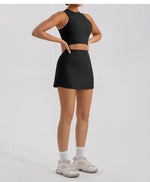 Sports Short Skirt Yoga Set 2PCS Women Tracksuit Gym Tennis Skirt Set Workout Sportswear Golf Dance Athletic Sport Suit