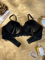 Sexy hot Lace trim spliced with leopard print bra Underwire Support & Wavy Scalloped Edge Push up bra Women's bra