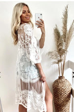 Crochet White Knitted Beach Cover Up Dress Tunic Long Pareos Bikinis Cover Ups Swim Cover Up Robe Plage Beachwear