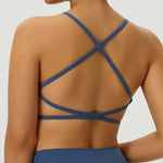 Sexy Soft Fitness Sport Bra Spaghetti Strap Cross Back Hollow Women Top Tight Gym Yoga Underwear Athletic Workout With Chest Pad