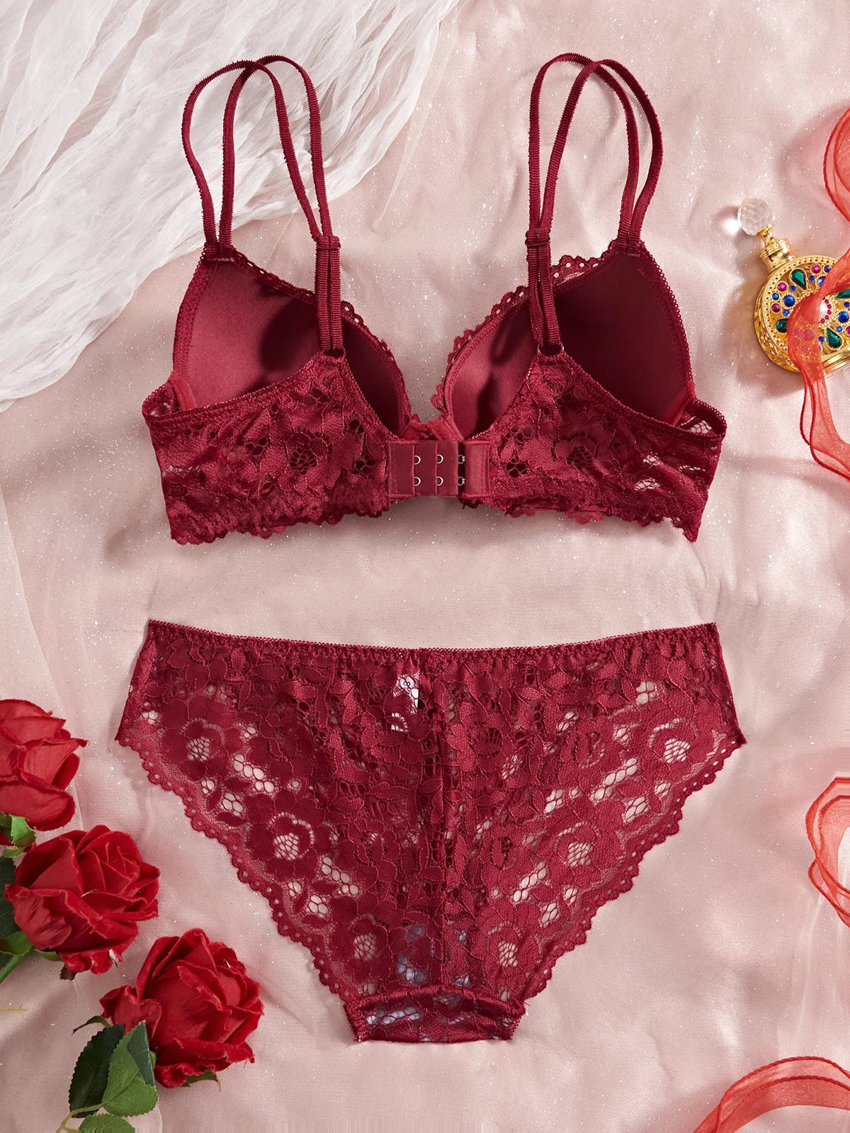 Single of Women's Underwear Set Sexy Lace Patchwork with Push Up Bra Romantic Sheer Women's Panties