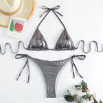 Sexy Brozing Gold Bikinis Sets Women Push Up Micro Bikini Swimsuit 2026 Brazilian Beach Bathing Suit Tie Side Triangle Swimwear