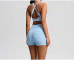 2PCS Yoga Set Women Gym Sports Suits Fitness Bra Crop Top Workout Clothes Female Athletic Wear Push Up Shorts Sportswear