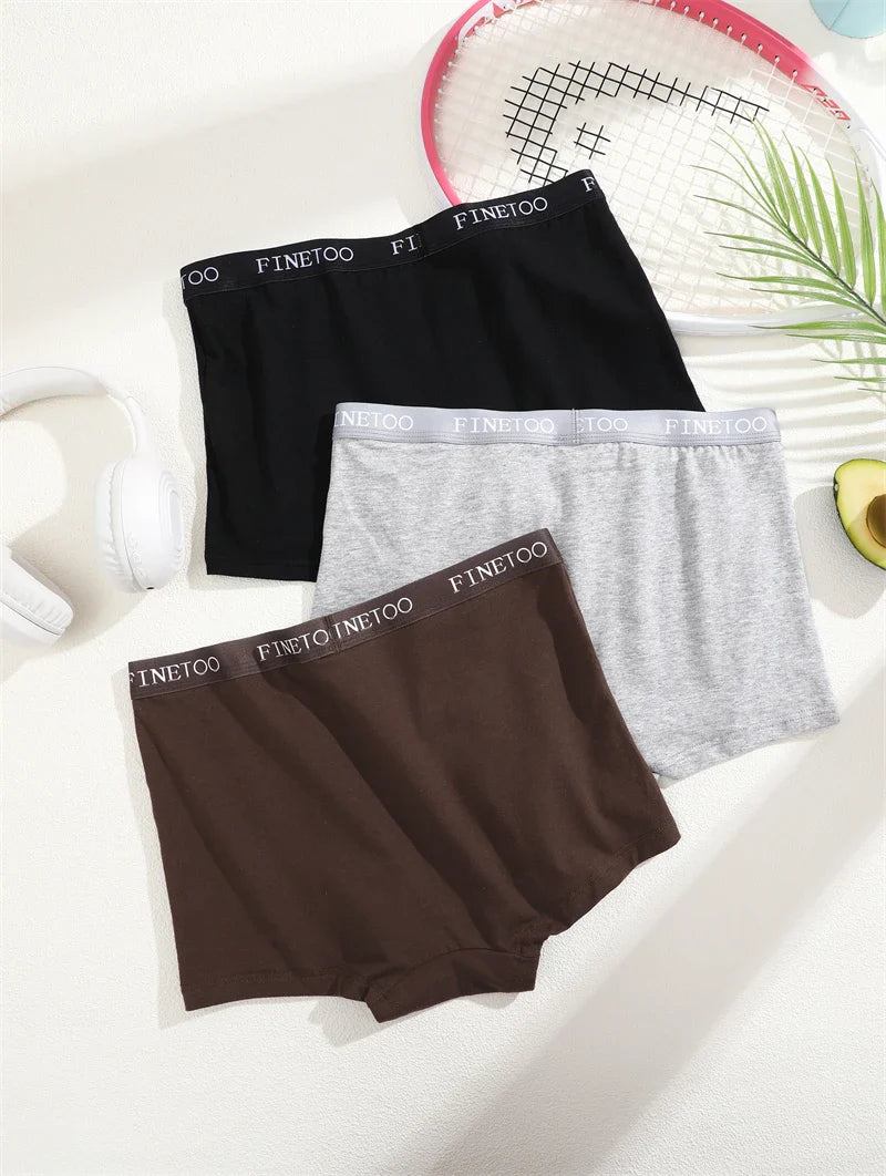 Finetoo Women's Panties Cotton Seamless Sports Boxers Underwear Female Solid Color Briefs Cozy Lingerie Intimate Underpant S-XXL
