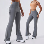 Flare Leggings Women Yoga Pants Bell-bottoms Yoga Trousers High Waist Fitness Pants Stretch Gym Wide Leg Yoga Leggings