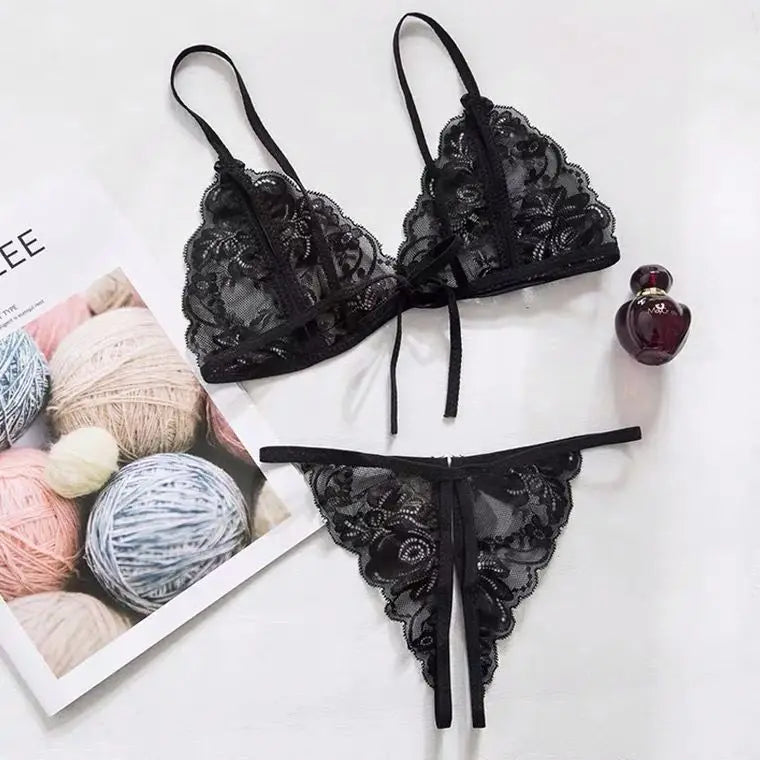 Transparent Sexy Lace Bra Set Exotic Sets Hollow Bra And PantyWomen Prints Intimates Underwear Porn Fancy Sexy Luxury Lingerie