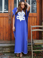 2025 Loose Boho Style Maxi Dress Print Face Swim Suit Cover-up Bohemian Dress Robe Plage Kaftan Maxi Dress Beach Wear Tunics