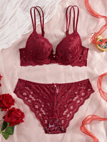 Single of Women's Underwear Set Sexy Lace Patchwork with Push Up Bra Romantic Sheer Women's Panties