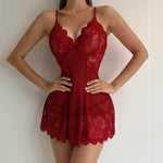 Transparent Sexy Underwear Women Nightdress Teddy Suspender Night Dress Erotic Set Plus Size Deep V Dress Hot Lingerie &Thong