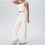 2PCS Yoga Set Women Tracksuit Nude Feeling Workout Sets Gym Clothes Push Up Fitness Running Sportswear Sport Straight tank suit