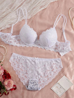 Single of Women's Underwear Set Sexy Lace Patchwork with Push Up Bra Romantic Sheer Women's Panties