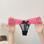 Lace G string Sexy Briefs Panties Women Underwear Thong High Quality Bowknot Transparent Underpants Lingerie Girls Intimates