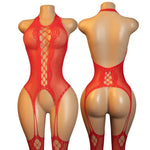 Ultra Hot Crotchless Lingerie Open Bra Erotic Costumes Transparent BodySuits Adults Hanging Neck Bodystockings Fishnet Underwear