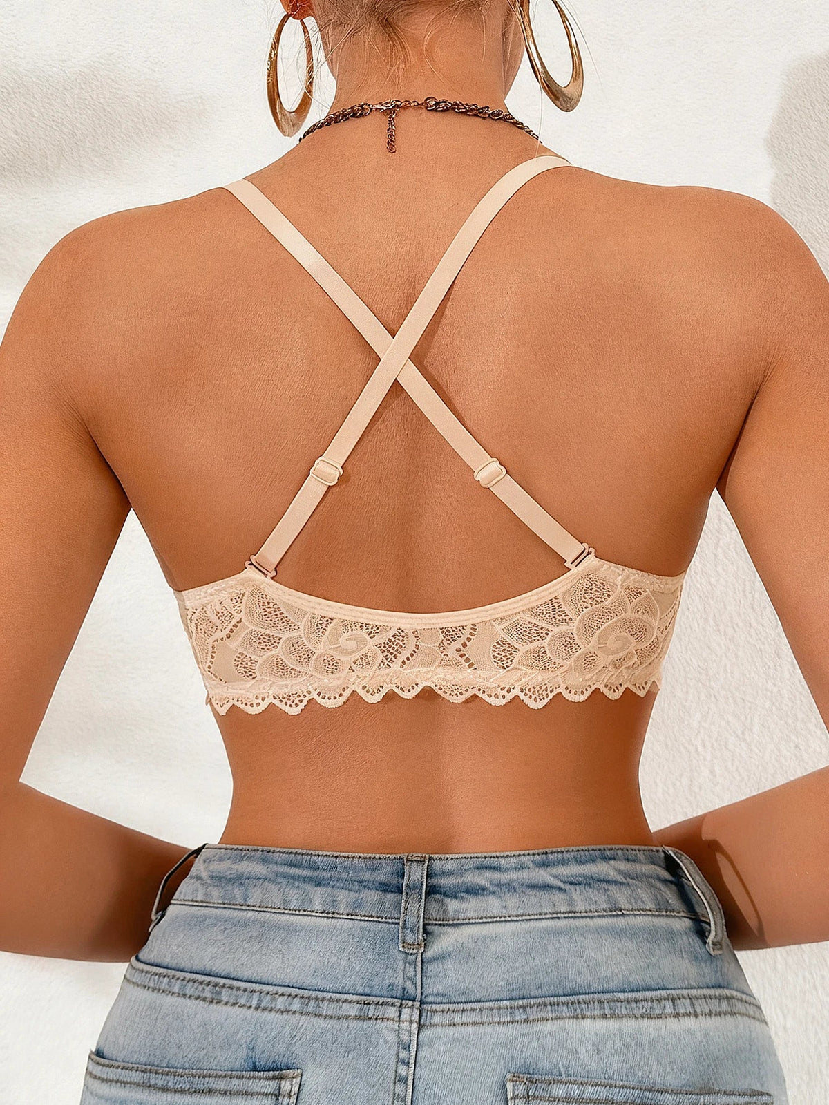 1Pcs Lace Butterfly Women's Sexy Bras French Front Closure Push up Bra Non-Padded Comfortable Versatile Back Design Top