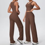 2PCS Yoga Set Women Tracksuit Nude Feeling Workout Sets Gym Clothes Push Up Fitness Running Sportswear Sport Straight tank suit